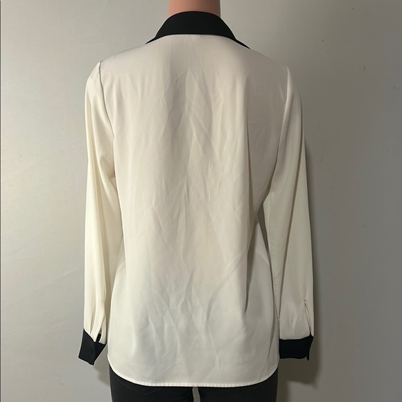 Calvin Klein Tunic Blouse Vintage Y2K Cream & Black Long Sleeve Women's Size SP - Picture 7 of 12